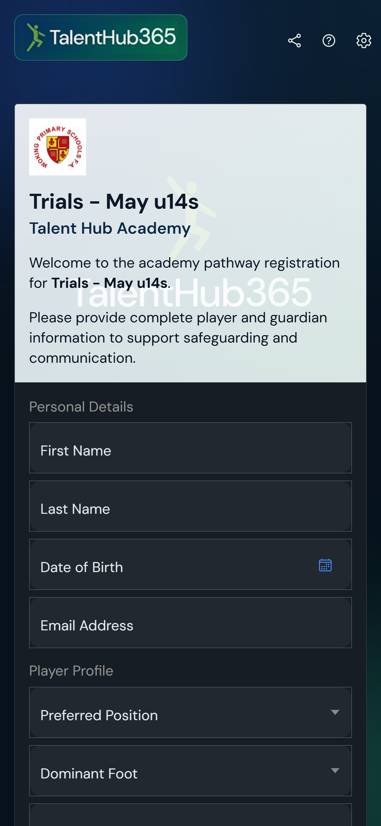 Public apply form on iPhone showing First Name, Last Name, Date of Birth and consent fields